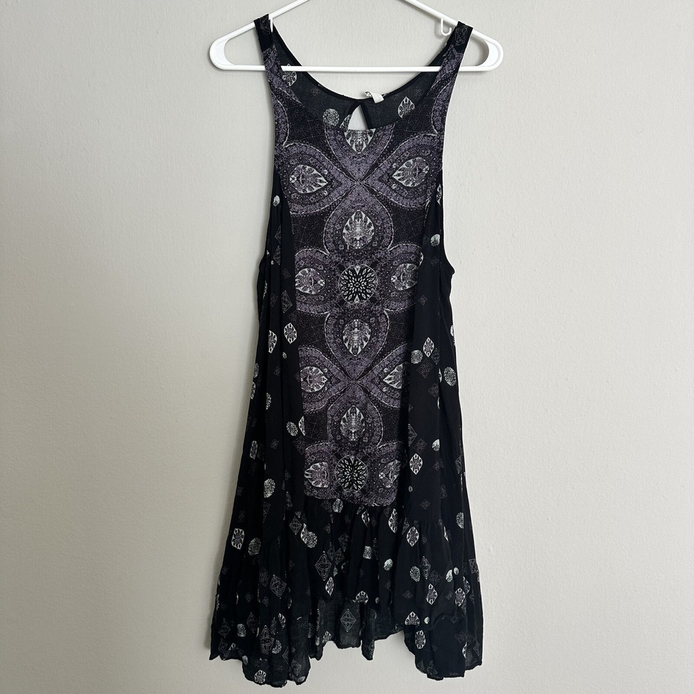 We The Free High Low Dress Size Small Black Pattern Dress Lightweight MIDI